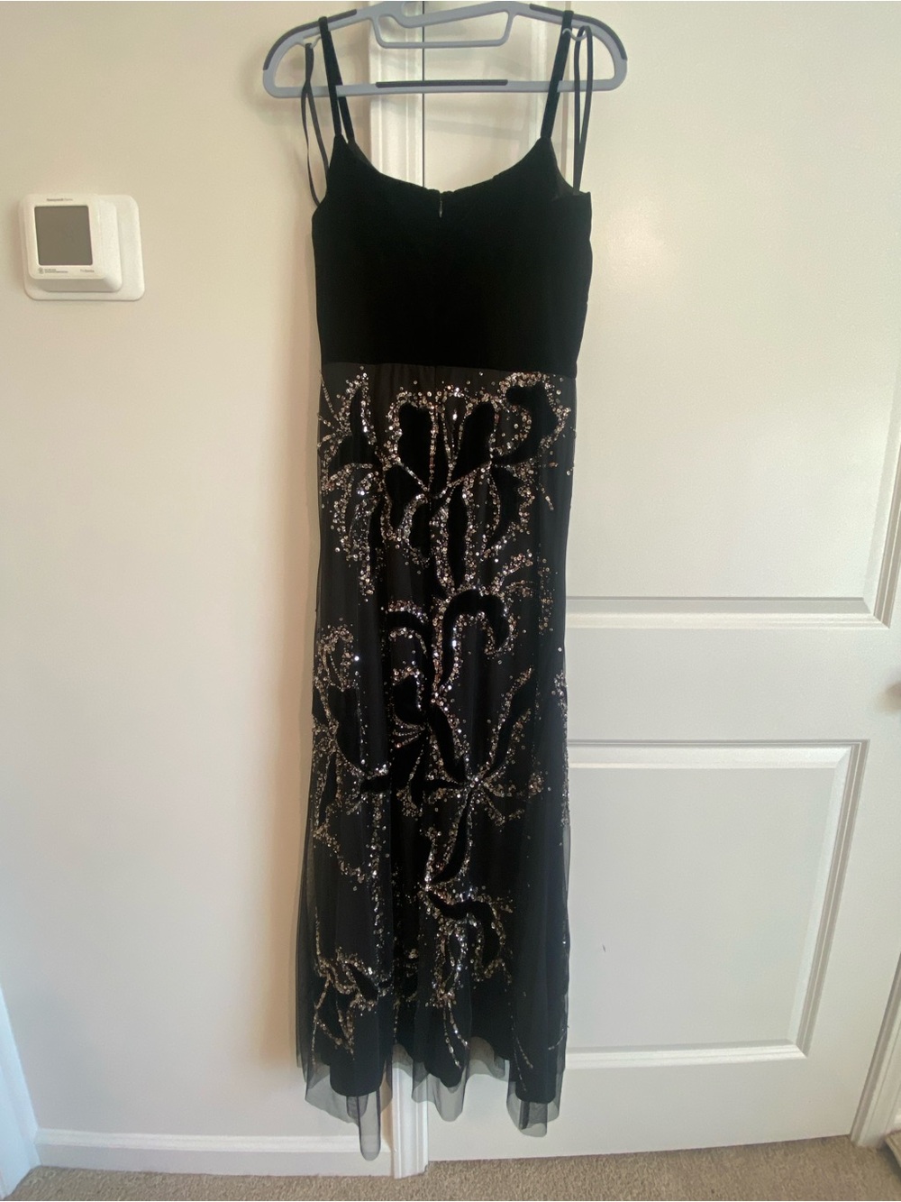 Adrianna Papell Black Maxi Dress with Sequin Accents